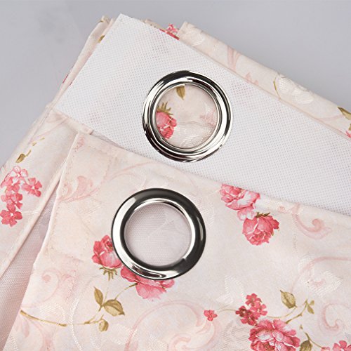 Kinlo® 1er Pack 145x245cm Blickdicht Vorhänge Blinkschutz Gardinen mit Ösen Dekoschal mit Blumen Druck im Wohnzimmer – Rosa - 4