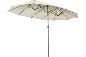 Angel Living Double Parasol pour jardin, parasol en tissu de polyester, parasol géant Terrasa Patio, protection solaire UV, 4,6x2,7x2,4 m