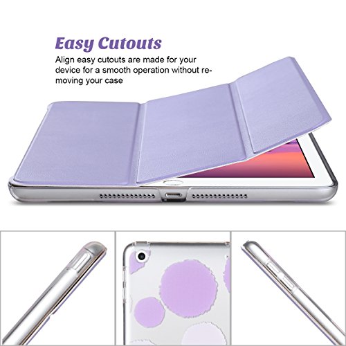 Neues iPad 2017, 9.7 Zoll Hülle, ULAK ultra dünne magnetische Selbstweck u. Schlaffunktion intelligente Abdeckung Trifold Standplatz-Fall mit Entwerfer-harte rückseitige Shell für neues iPad 9.7 Zoll 2017 Modell (Lavendel) - 6