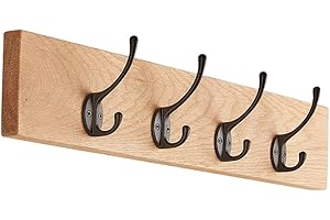 Fox and Grain Solid Oak Wall Mounted Coat Rack – Handcrafted in Yorkshire – Wooden Coat Hooks with 2 to 12 Hooks – Premium Coat Hanger for Hallway, Entryway & Home Storage (8 Hooks - 100cm)