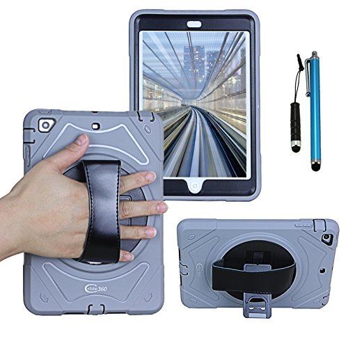 Cellular360 Apple iPad Mini 4 Hülle,schmutz- und stoßfest, 360 drehbare Handschlaufe mit integriertem Standfuß (Apple iPad Mini 4, Handheld-Grau)