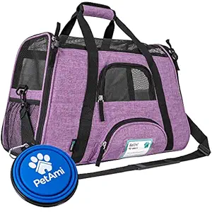 Petami Premium Airline Approved Soft-Sided Pet Travel Carrier Ventilated, Comfortable Design With Safety Features Ideal For Small To Medium Sized Cats, Dogs, And Pets (Small, Heather Purple)