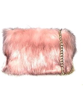 HAUTE FÜR DIVA'S NEU DESIGNER GELBGOLDEN KETTE BAND EINFARBIG FLAUSCHIGES FELLIMITAT DAMEN-FRAUEN PARTY HANDTASCHE...