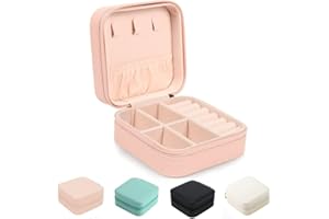 JARAGAR Kleine Schmuckschatulle, Tragbare Reise Schmuckschatulle Organizer Leder Mini Reise Schmuckschatulle für Ringe Ohrringe Halskette Armbänder Schmuck Geschenk für Frauen Mädchen