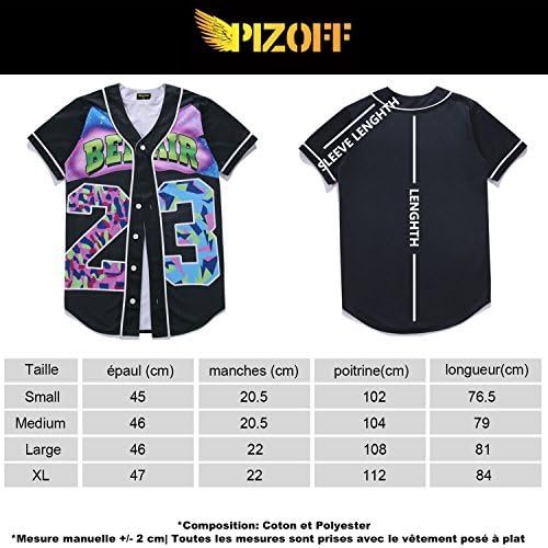 Pizoff Men's T-shirt with button round neck short sleeve style hip-hop camouflage baseball practice shirt cool casual tops Y1724-23-S
