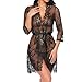 Produktbild SEWORLD Bademantel Unterwäsche Damen Elegant Nachthemd Dessous Babydoll Nachtwäsche Unterwäsche Spitzenmantel Briefs Nachtwäsche(Schwarz,XX-Large)