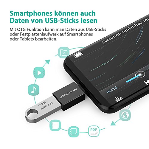 RAVPower USB-C auf Micro USB Adapter & auf USB 3.0 Adapter [3 in 1 Pack] verwandelt USB Type-C Input in Micro-USB, 56K Widerstand für MacBook Pro, MacBook (2015), Galaxy S8, ChromeBook Pixel, Lumia 950 / 950XL, Nexus 5X, Nexus 6P, Nokia N1, OnePlus 2 /3 und weitere - 3