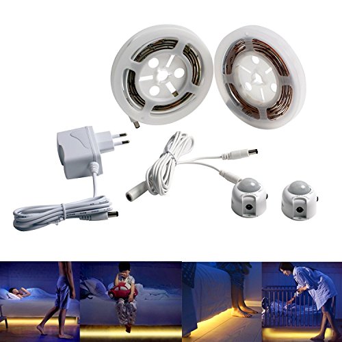 Bewegung aktiviert Bett Licht, GOCHANGE Flexible LED Streifenlicht, Auto Ein/Aus Bewegungsmelder Nachttischlampe, Bewegung aktivierte LED-Lichtleiste （zwei Sensor Kit） - 6