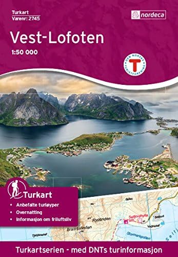 Vest-Lofoten 1:50 000 topographic hiking map Norway