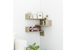 vidaXL Estante Esquinera Pared Estantería Colgante CD Libros Coleccionables Fotos Premios Decoración Librerías Contrachapada Color Roble 40x40x50cm