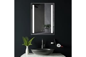 ‎HOKO HOKO® LED Badspiegel 60x80 cm BORKUM mit ANTIBESCHLAG SPIEGELHEIZUNG. Design Badezimmerspiegel LED beleuchtet mit Touch Schalter + LED Wechsel - Warmweiß - Kaltweiß - Neutral