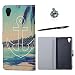 Produktbild Sony Xperia X Hülle, Sony Xperia X Schutzhülle Leder Hülle, Alfort 3 in 1 Flip Wallet Fashion Design Dual Use Falten Premium PU Leder Tasche Case Cover Folio Mappen Kasten Abdeckung für Sony Xperia X 5.0" Smartphone Funktion Unterstützte Telefone mit Grüne Küste ( Farbe ) + Netter Staub Stecker + Alfort Schwarz Stylus Pen