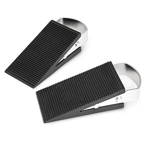 Relaxdays 10010084 Türstopper 2-er Set Edelstahl Schwarz Keilform
