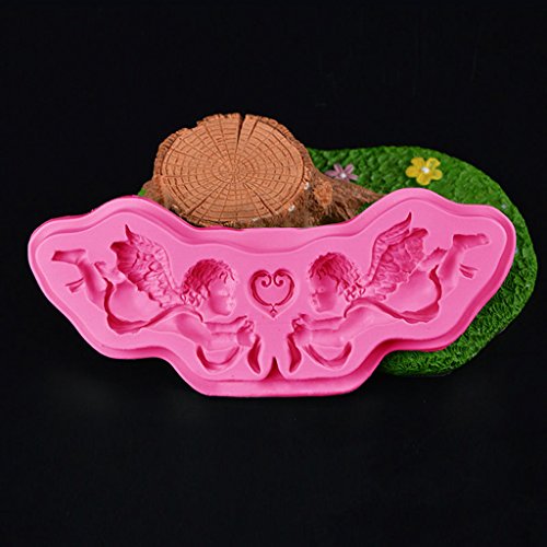 Gazechimp Silikon-Form für Fondant/Schokolade/Zuckerverzierung, für Cupcakes, Mehr Form – Rosa Amor Engels, 15,5×4,4×1,1 cm - 5