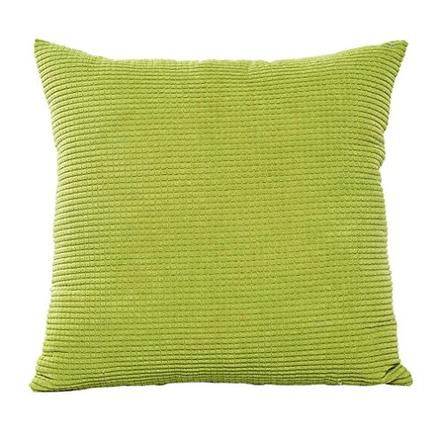 Nunubee Corduroy Baumwolle Kissenbezüge Platz Kissenbezug Dekorative Kissenhülle Dekokissen Kord Sofakissen, 45*45cm/17.72*17.72inch, Grün