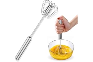 H&S PROFESSIONAL Semi-Automatic Egg Whisk Beater - Stainless Steel Wire Whisk Hand Push Blender Mixer