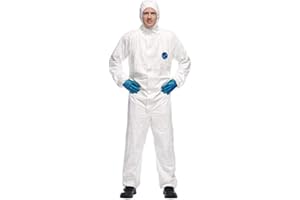 DuPont Tyvek 500 Xpert | Ropa de protección química con capucha,Categoría III, Tipo 5-B y 6-B | Resistente pero Ligero | Blanco|Talla