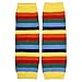 Koly Kids Girls Stripes Rainbow Kneepad Socks Leg Warmer Cotton Leggings (Yellow)