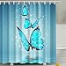 Produktbild CHATAE Vorhang für die Dusche, qile 3D Premium Wasserdicht schimmelt Nicht Antibakteriell Polyester Bad Duschvorhang mit 12 Ring Haken, 180 x 180 cm (Schmetterlinge)