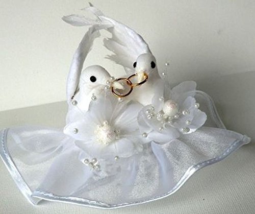 Tortendeko TAUBENPAAR Tischdeko HOCHZEIT Brautpaar TAUBEN Tortenaufsatz & Tüll - 2