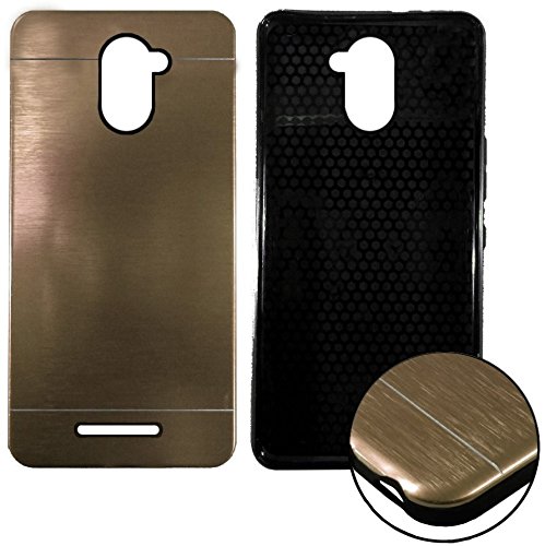 PLANETMOVIL   BQ V funda metal CARCASA METALICA ORO hibrida resistente aluminio