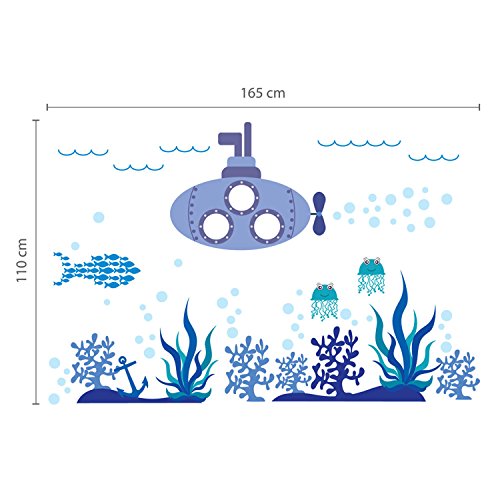 Wandsticker Wand Aufkleber Walplus Sticker Papierkunst Dekoration Meer Super Ozeanwelt Fisch Kinderzimmer Kinder U-Boot Sticker - 3