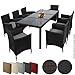 Produktbild BB Sport 17-teilige Polyrattan Essgruppe für 8 Personen inkl. Sitzpolster und Bezüge, Farbe:Titan-Schwarz/Kieselstrand