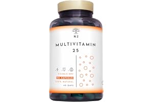 Multivitaminas y Minerales, 200% Dosis Diaria, Complejo Vitamínico Completo. Magnesio, Vitamina C, Vitamina D, Zinc, B1, B6, B12 y más vitaminas para el cansancio, 90 Cápsulas. N2 Natural Nutrition EU