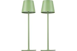 ZOEGER 2 pezzi LED dimmerabile lampada da tavolo senza fili, ricaricabile, luce calda 3000 K, lampada da tavolo per interni ed esterni, con USB-C, alluminio, IP54, impermeabile, nero