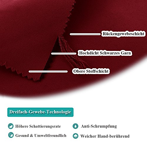 PONYDANCE Vorhänge Blickdicht mit Ösen geeignet für Saal 1 Stück 158 cm Hx 132 cm B, eins, Rot - 4