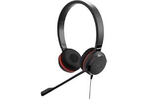 Jabra Evolve 30, Stereo-Headset mit Mikrofon, Unified-Communications-Kopfhörer für VoIP-Softphone mit passiver Geräuschunterdrückung, On-Ear Headset, 3,5-mm-Klinkenstecker, Schwarz