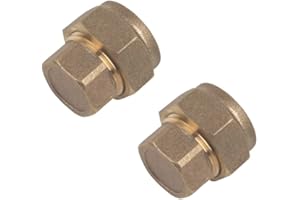 NPH PLUMBING & HEATING NPH 15mm Brass Compression Stop End Cap for Copper Pipe - Pack of 2