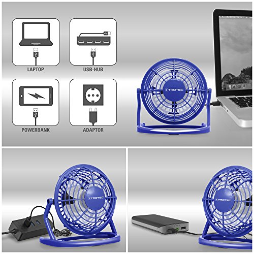 TROTEC TVE 1B Mini USB Ventilator / Fan / Lüfter in Atlantic Blue, geräuscharm mit An/Aus-Schalter, 360° Neigungswinkel, ideal für Schreibtisch Laptop Notebook, oder unterwegs (blau) - 8
