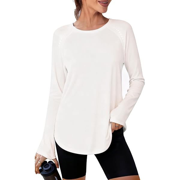 Maglia Sportiva Donna TZLDN A Maniche Lunghe Con Foro Pollice E Pancia Scoperta – Top Elasticizzato A Coste Per Yoga, Fitness, Palestra E Corsa