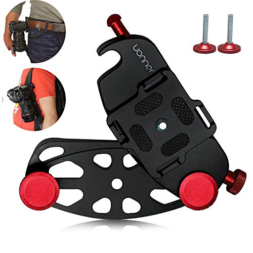 UONNER Sangle de Fixation pour Appareil Photo avec Plaque Standard pour Canon Nikon Sony DSLR Gopro (Rouge)