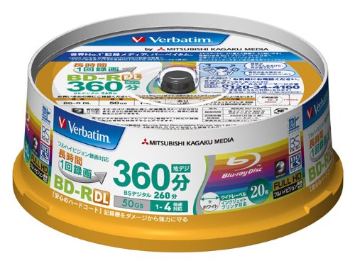 20 Verbatim Bluray Rohlinge BD-R 50GB Original Spindel Full Printable Bluray