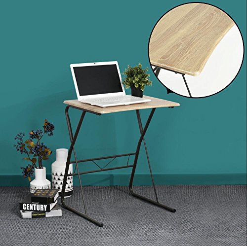 Bureau informatique Coavas Bureau d’Etude avec Pieds en Métal Table pour Ordinateur – Hêtre