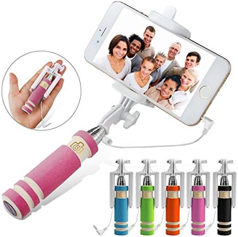 Buyersbargin® Portable Pocket Foldable Super Mini Wired Selfie Stick Handheld Extendable Monopod + Built in Bluetooth Shutter Non-slip Handle Compatible with iphone 4s, 5s, 6, 6 Plus , 6S, 6C, Samsung Galaxy S3, S4, S5, S6, S6 edge , Note 2, 3, 4, 5, Nexus 5, 6, HTC One, LG - UK SELLER (Pink)