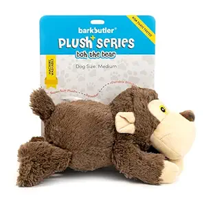 Barkbutler BOH The Bear Soft Squeaky Plush Dog Toy, Brown | for X-Small - Medium Dogs (0-20kgs)