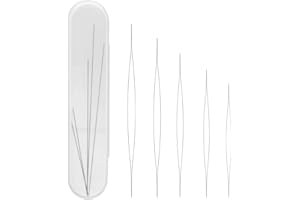 Skythrive 5 Pieces Agujas de Abalorios Plegable, Agujas de Acero Inoxidable con Ojo Grande, para Hacer Pulseras y Joyas, Hilo Elástico y Cosas para Crear Accesorios, 5 Tamaños Agujas para Cuentas