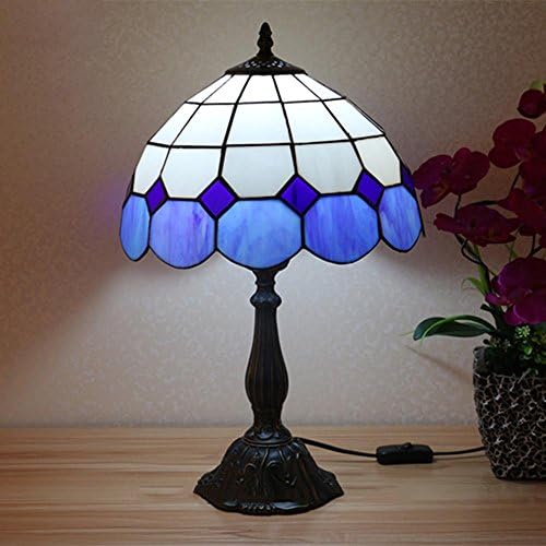 OOFAY Lights Tiffan-Style Classic Retro Design 30cm E27 Stained Glass Table Lamp Bedroom Lamp Bedside Lamp , blue