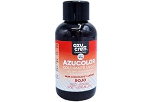 Azucren - AZUCOLOR - Colorant Alimentaire Concentré pour Pâtisserie - Colorant pour la Cuisson de Gâteaux, Décoration de Glaçages, Macarons, Biscuits, Bonbons, Sucre et Chocolat - 50 Gr (Rouge)