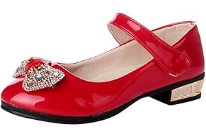 IQYU Schuhe Für Kinder Mädchen 34/35 - Kinderschuhe Mädchen 26 Elegant Lederschuhe Ballarinas Für Kinder Mädchen Prinzessin Schuhe Mit Absatz Bequem Mädchenschuhe Leder-Schulschuhe