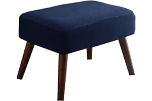 ZZDZW Stretch Rectangle Bar Stool Cover - Elastic Vanity Chair Seat Slipcover for Wooden Metal Bench, Jacquard Saddle Seat Cover (Navy Blue)