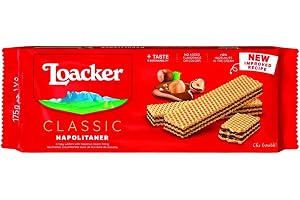 6x Loacker Wafer Napolitaner kex Snack Biscuits våffla med hasselnötskräm 175 g med fina italienska hasselnötter