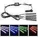 Produktbild Memoru 4 stücke 8 Farbe LED Innenraum fußraum Beleuchtung kit, innenatmosphäre neon Dekoration Lichter Streifen für Auto mit Musik aktive Funktion und Wireless ir Remote c