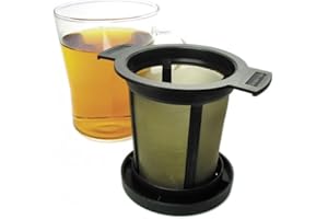 TEAXPRESS Finum BREWING BASKET (M) – Filtre réutilisable pour thé & café, infuseur à thé permanent, filtre pour tasses et mugs, passoir à épices, passoir à herbes, sans BPA, tamis en inox, neutre en goût – noir