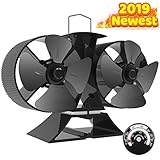 Ventilateur de poêle à bois - Ventilateur de poêle à 8 lames spécialement conçu pour les grandes pièces de cheminée, brûleur à bois/bûche (double moteur)[A +++]