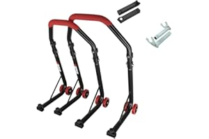 ‎SEFIS MOTO SEFIS D18 Motorradständer Set Vorder- und Hinterrad Motorradheber Serviceständer Front und Heck Motorrad montageständer ständer (Rot, Dorn/Racing (Haken))