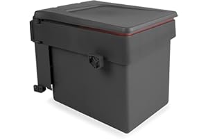 Emuca - Contenedor de basura incorporado para gabinete con tapa automática, Cubos de basura bajo fregadero, gris antracita, 15 litros